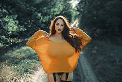 Louisa Khovanski cute girls photos, Lip Makeup, attire ideas: Yellow And Orange Outfit,  Louisa Khovanski Hot  