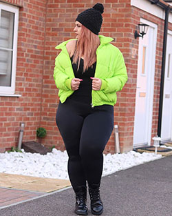 Yellow and green sportswear, leggings, beanie: Hot Plus Size Girls,  Yellow And Green Outfit  