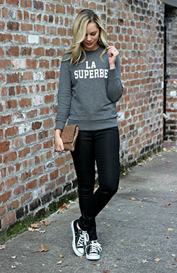 Colour outfit with sportswear, sweatpant, sweater: Casual Outfits,  T-Shirt Outfit,  Street Style  