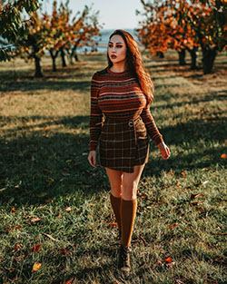 Orange and brown tartan, outfit designs, people in nature: Orange And Brown Outfit,  Louisa Khovanski Hot  
