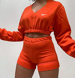 Orange and red outfit Pinterest with sportswear, shorts, hoodie: instafashion,  Orange And Red Outfit,  Bandeau Dresses  