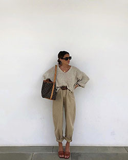 Khaki and beige colour dress with trousers, jeans, shirt: Loungewear Dresses  
