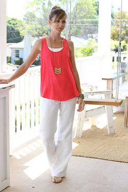 Cute linen pants outfits, casual wear: Linen Pants,  White And Pink Outfit,  Linen Trousers  