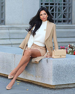 white colour combination with blazer, model photography, legs pic: Stylish Party Outfits  