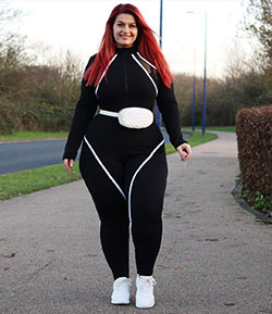 black matching ideas for girls with sportswear, trousers, tights: black trousers,  Black Tights,  Hot Plus Size Girls,  Black Sportswear  