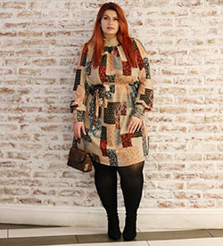 Beige and brown dress, costumes designs, street fashion: Hot Plus Size Girls,  Beige And Brown Outfit  