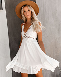 White colour dress with cocktail dress, wedding dress: Cocktail Dresses,  fashion model,  White Outfit,  day dress  