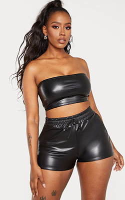 Black colour outfit, you must try with latex clothing, leggings, tube top: Crop top,  Tube top,  Black Outfit,  Latex clothing,  Bandeau Dresses  