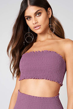 Purple attire with tube top, crop top, top: Crop top,  Tube top,  Purple Outfit,  Bandeau Dresses,  Alessandra Rich  