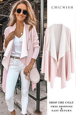 White and pink colour outfit with sweater, jacket, blazer: White And Pink Outfit,  Cardigan Outfits 2020  