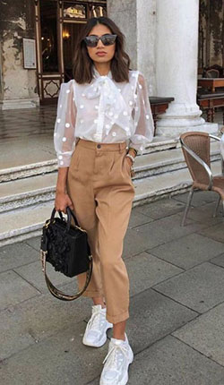 Colour outfit, you must try spring fashion 2020 outfit, street fashion, fashion model, casual wear: fashion model,  Skirt Outfits,  Street Style,  Beige And Brown Outfit  