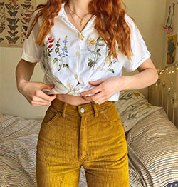 Cute outfit ideas artsy aesthetic outfits, childrens clothing, vintage clothing, grunge fashion, mom jeans: Vintage clothing,  Grunge fashion,  yellow outfit,  Corduroy Pant Outfits  