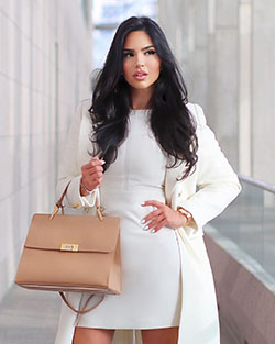 Beige and white dress, fashion tips, street fashion: Beige And White Outfit,  Stylish Party Outfits,  White Dress  