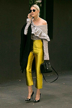 Yellow outfit Stylevore with: Fashion photography,  fashion blogger,  fashion model,  Fashion week,  Street Style,  yellow outfit,  London Fashion Week,  Milan Fashion Week,  One Shoulder Top  
