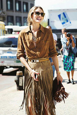 Olivia palermo street styld, olivia palermo, street fashion, fashion model, fashion week, street style, fashion show, long hair: Street Style,  Fashion show,  fashion model,  Long hair,  Fashion week,  Olivia Palermo,  Brown Outfit,  Fringe Skirts  