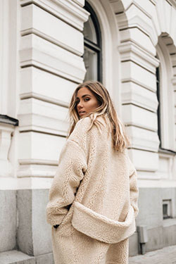 Colour outfit ideas 2020 teddy coat style, winter clothing, street fashion, formal wear, teddy bear: winter outfits,  Teddy bear,  Formal wear,  Street Style,  White And Pink Outfit,  Furry Coat,  Wool Coat  
