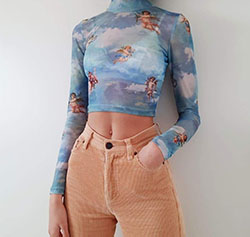 Turquoise and aqua outfit ideas with fashion accessory, crop top, sweater: Crop top,  Grunge fashion,  Fashion accessory,  Turquoise And Aqua Outfit,  Mesh Outfits  