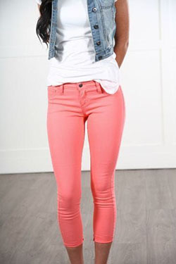 Outfit ideas outfit jeans coral slim fit pants, casual wear: Orange Outfits  