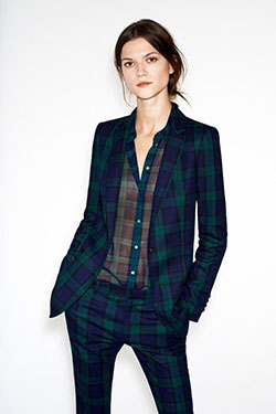 Outfit style womens tartan suit: Blue Outfit,  Plaid Outfits  
