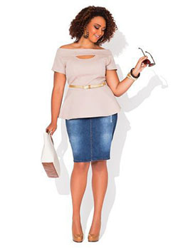 White lookbook fashion with pencil skirt, denim skirt, skirt: Denim skirt,  Pencil skirt,  White Outfit,  Peplum Tops  
