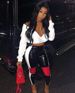 Leather pants outfit black girl: Latex clothing,  Knee High Boot,  Hip Hop Fashion,  17th Birthday Dresses  