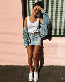 Check these finest outfits con faldas, Denim skirt: Cute outfits,  Casual Outfits  