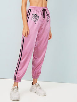Magenta and pink colour combination with active pants, sportswear, sweatpant: Active Pants,  Magenta And Pink Outfit,  Silk Pant Outfits,  Satin Pants,  Sports Pants  