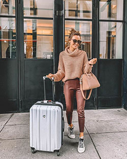 Clothing with trousers, sweater, jeans: T-Shirt Outfit,  Street Style,  Airport Outfit Ideas  