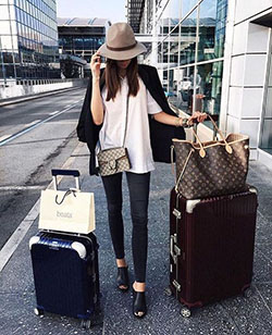 Fashion collection rimowa louis vuitton louis vuitton neverfull, fashion accessory: Louis Vuitton,  Luxury goods,  Fashion accessory,  Street Style,  Brown Outfit,  Airport Outfit Ideas  