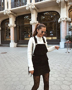 Dress with striped shirt underneath | Jumper Outfits | Black And White ...