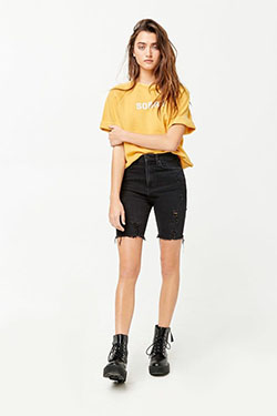 Yellow dresses ideas with bermuda shorts, trousers, shorts: Bermuda shorts,  T-Shirt Outfit,  yellow outfit,  yellow top  