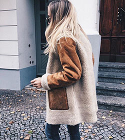 Colour outfit ideas 2020 with leather jacket, fur clothing, overcoat: Fur clothing,  Leather jacket,  winter outfits,  Street Style  