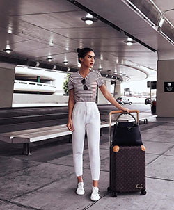 Outfits to wear to the airport: White Outfit,  Airport Outfit Ideas,  Street Style  