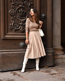 Fashionnova clothing ideas beige skirt winter, street fashion: Skirt Outfits,  Street Style,  Brown And Beige Outfit  