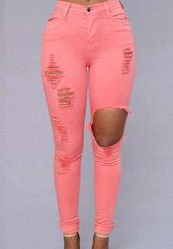 Pink colour outfit ideas 2020 with ripped jeans, sportswear, trousers: Ripped Jeans,  Pink Outfit,  Orange Outfits  