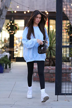 Clothing ideas madison beer brother, west hollywood, street fashion, madison beer, beer style: Madison Beer,  Street Style,  White And Blue Outfit,  Girls Hoodies  