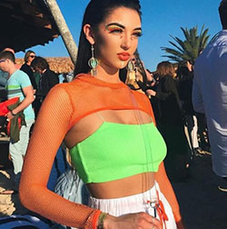 Neon cropped tank tops, sleeveless shirt, crop top, t shirt: Crop top,  Sleeveless shirt,  T-Shirt Outfit,  Orange Outfits,  Bandeau Dresses  
