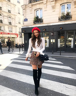 Outfit Pinterest winter skirt outfits, winter clothing, street fashion, casual wear: winter outfits,  Street Style,  Outfits With Beret  