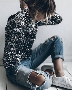 Colour outfit, you must try sequin sweater style, street fashion, casual wear: Sequin Dresses,  Street Style  