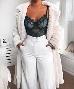 Nadia house of cb house of cb, décolletage: White Outfit,  Lace Bodysuit  