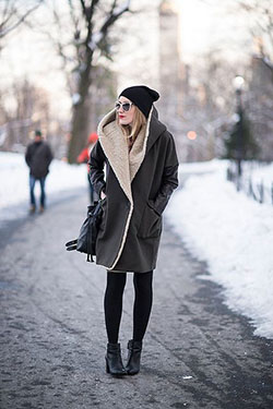 All saints ladies coat, winter clothing, shearling coat, street fashion: winter outfits,  Shearling coat,  Street Style  