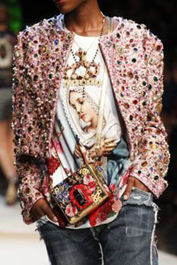 Dolce and gabbana embellished jacket: fashion model,  T-Shirt Outfit,  Sequin Dresses,  Haute couture,  Street Style,  Ready To Wear  