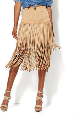 Colour outfit suede fringe skirts suede fringe skirt: Beige And Brown Outfit,  Fringe Skirts  