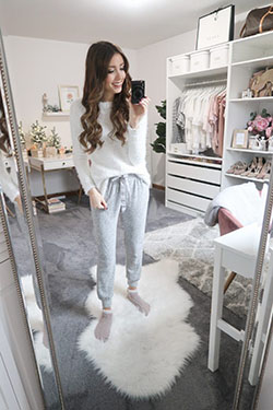 White and pink colour outfit with sweater, jeans: White And Pink Outfit,  Loungewear Dresses  