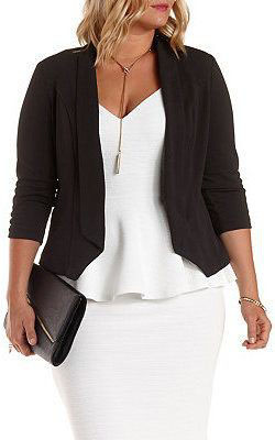 Black blazer plus size plus size clothing, formal wear: T-Shirt Outfit,  Formal wear,  Black And White Outfit,  Peplum Tops  