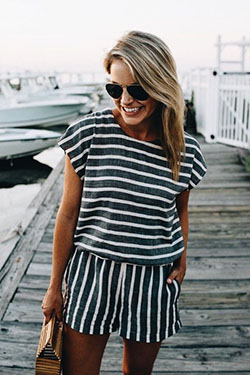 White outfit ideas with romper suit, shorts, top: Romper suit,  White Outfit,  Street Style,  Black And White,  Boating Outfits  