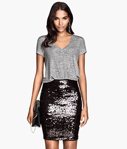 Black sequin skirt outfit, cocktail dress, sequin skirt, sheath dress, pencil skirt, photo shoot, crop top, t shirt: Cocktail Dresses,  Crop top,  Sheath dress,  Pencil skirt,  T-Shirt Outfit,  Sequin Skirts  