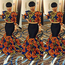African print prom dress african wax prints, fashion design: Fashion photography,  Roora Dresses,  Orange Outfits,  African Wax Prints  