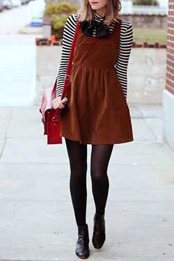 Ankle boots to wear with dresses: Boot Outfits,  Street Style,  Jumper Dress,  Maroon And Orange Outfit  