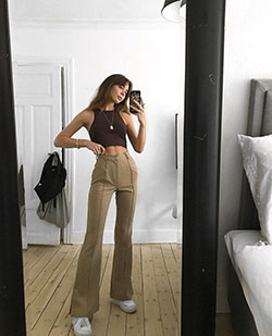Outfit Stylevore with sportswear, crop top, trousers: Crop top,  Corduroy Pant Outfits  